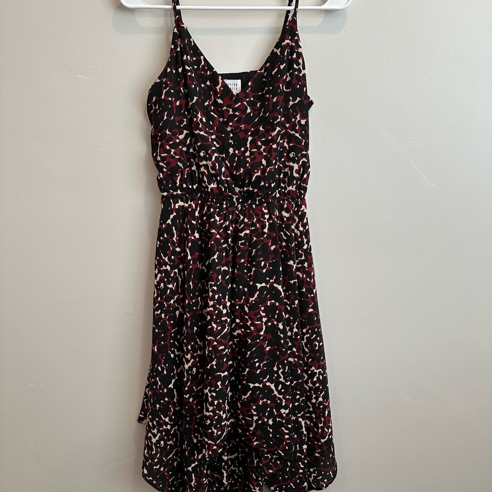 Peyton Jensen Black and Pink High Low Dress with V-neck